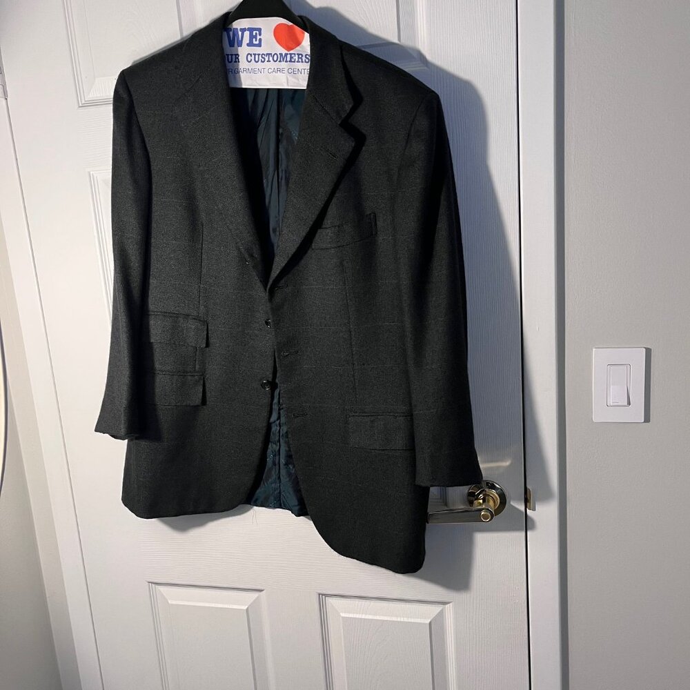 Kiton Green Windowpane 100% Cashmere Sport Coat 44S